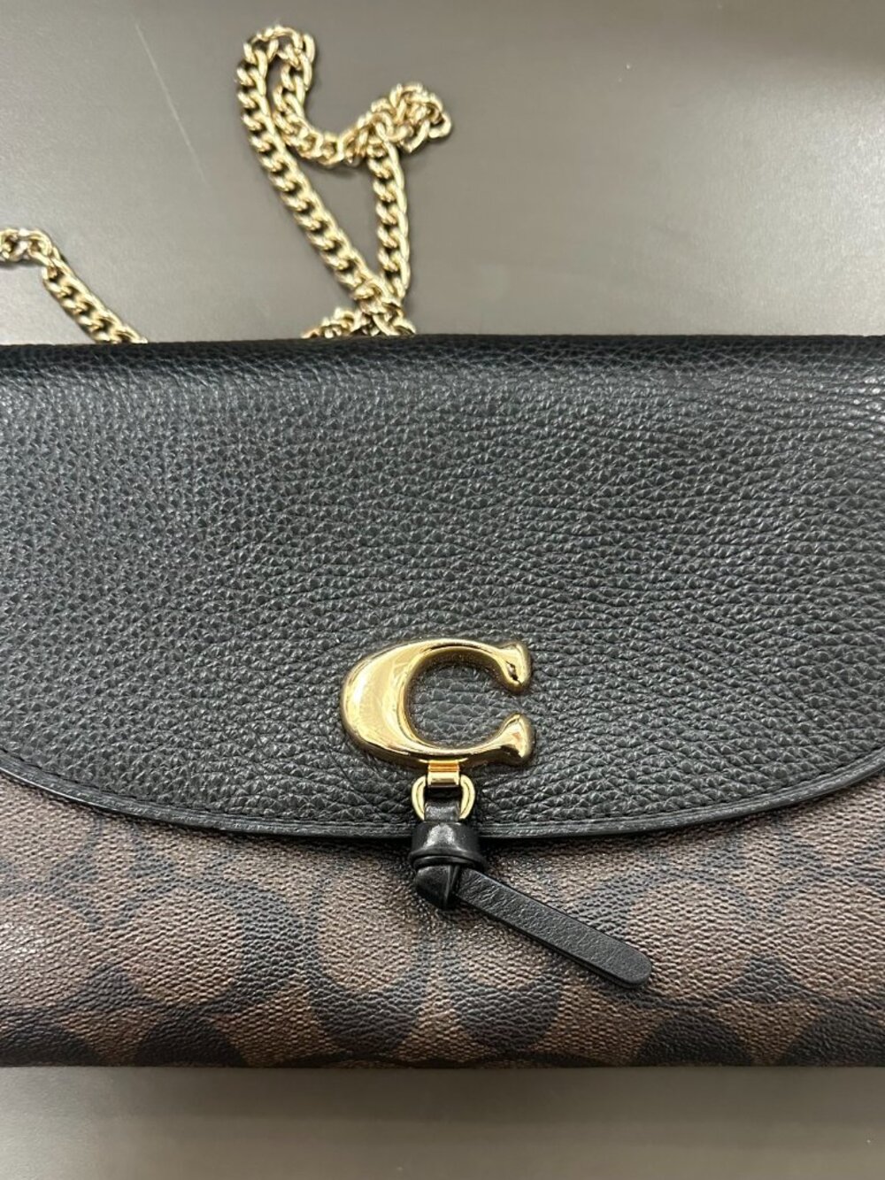 COACH Remi Chain Crossbody in Black/Brown Signature Coated Canvas - Picture 4 of 7